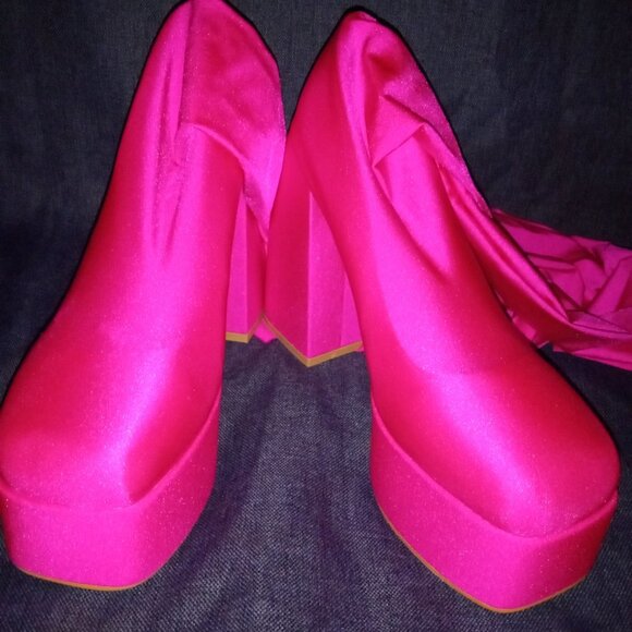 AZALEA WANG " HOLLYWOOD LIMELIGHT" STRETCH CHUNKY HEEL PANT BOOT (BRAND NEW !) - Picture 5 of 5